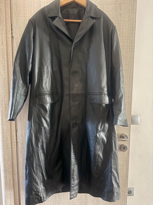 Leather handmade long coat like new, black