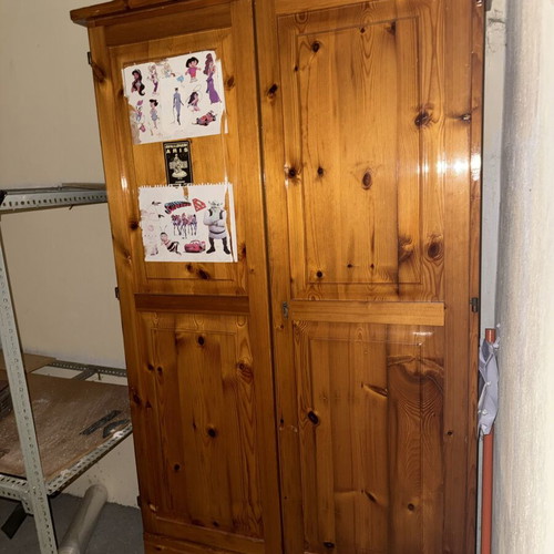 Wooden wardrobe and mirror set like new