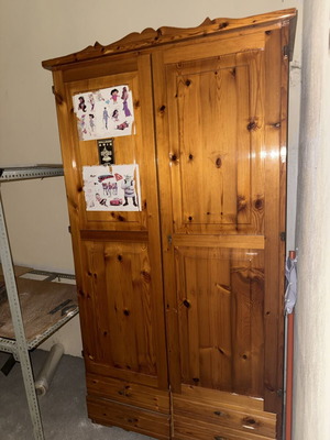 Wooden wardrobe and mirror set like new