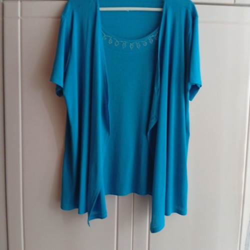 Blouse with jacket set like new, turquoise, 50% polyester 45% viscose 5% elastane