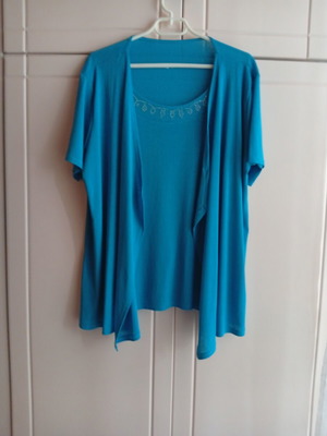 Blouse with jacket set like new, turquoise, 50% polyester 45% viscose 5% elastane