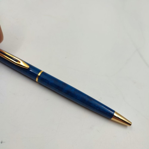 Waterman Paris Ballpoint Pen Blue Marble with Gold Trim and Box