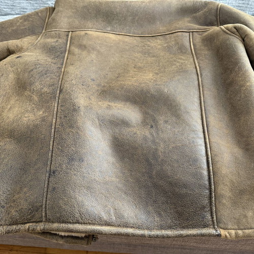 Leather jacket, beige, men's medium-large