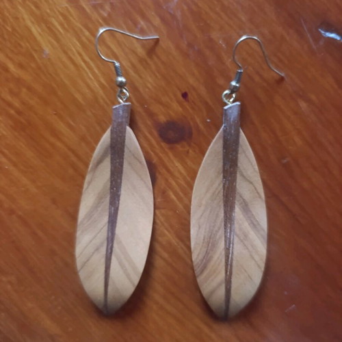 Handmade wooden earrings new, brown