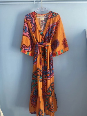 Karavan dress 100% cotton like new, multicolor orange