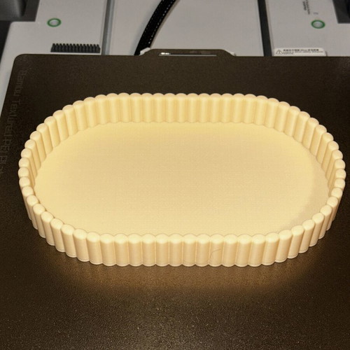 Decorative oval organization tray, beige, PLA, 3D printed