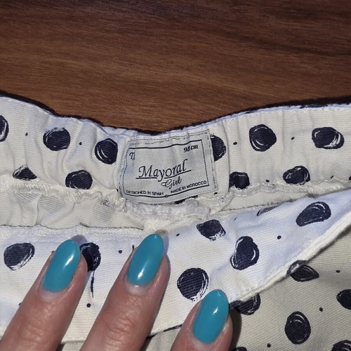 Mayoral set for 3-year-old girl like new, white polka dots