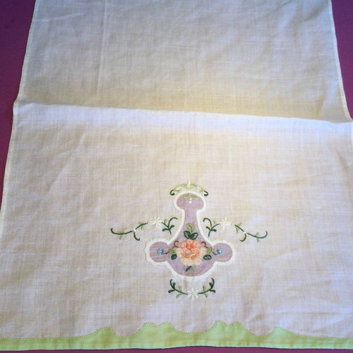 Linen hand towels used, pack of 3, hand embroidered