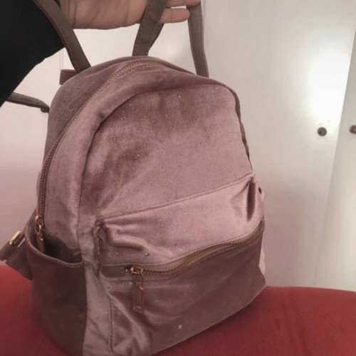 Pink metallic backpack with rhinestones like new
