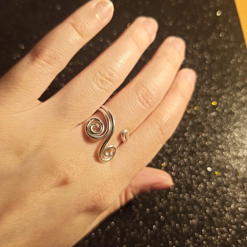 Boho spiral ring handmade from stainless steel, adjustable size