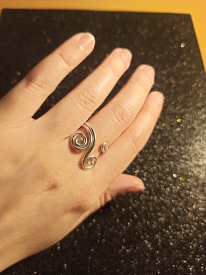 Boho spiral ring handmade from stainless steel, adjustable size