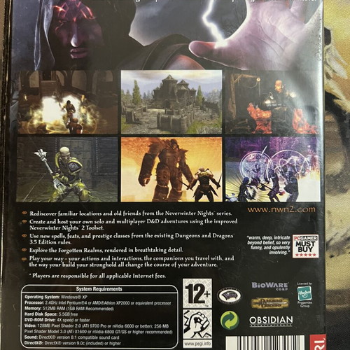 Neverwinter Nights PC game pack used, Shadows of Undrentide, Hordes of the Underdark, NWN 2