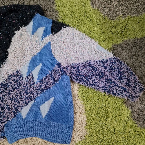 Vintage women's cardigan new, size M/L, blue and pink