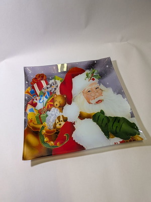 Коледна стъклена тава 30x30см като нова