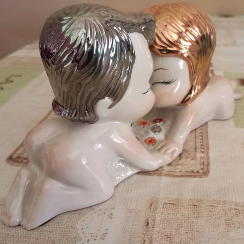 Porcelain decoration with babies new, gold and silver hair