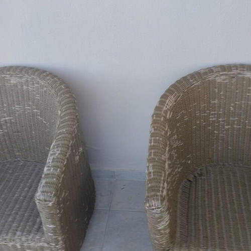 Bamboo armchair set with short table used for outdoor space