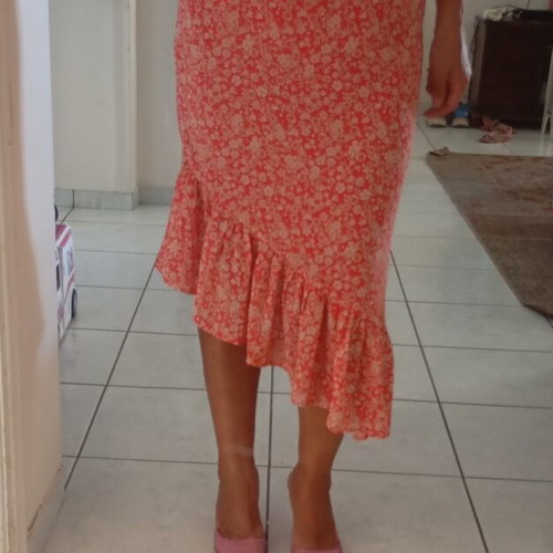 Six Ames asymmetric skirt, new, size S/M, coral white