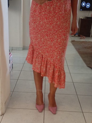 Six Ames asymmetric skirt, new, size S/M, coral white