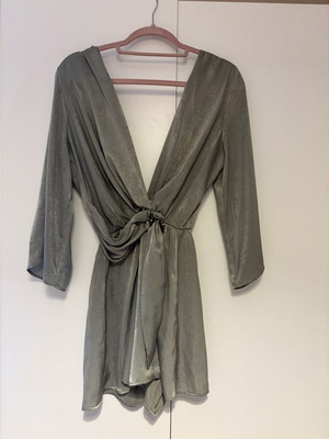 Zara one-piece shorts jumpsuit used, green, size S