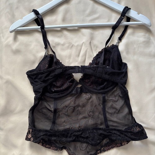 Black Embroidered Lace Corset Top like new