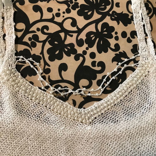 Crochet camisole with pearls like new, white, size S