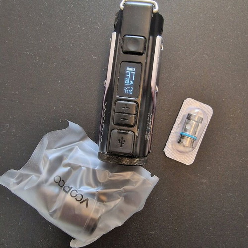 Voopoo Argus Mini vape used, 1500mAh battery, 5-40W, new pod and coil