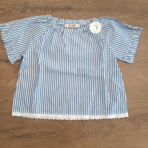 Striped blouse with knitted flower Mon Padi new 12-18 months