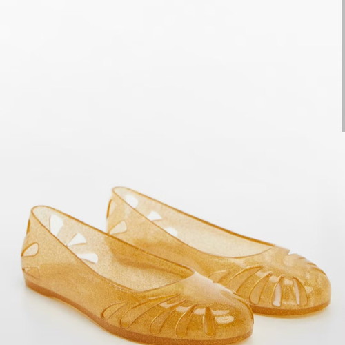Mango ballerina jelly shoes size 38 new beige gold