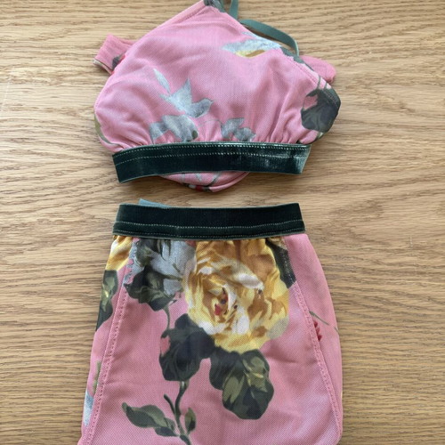 Madame Shoushou Bikini floral velvet details medium new