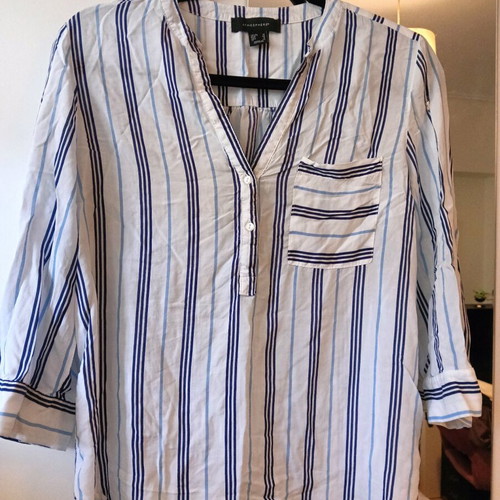 Striped women's blouse like new, size M, white and blue