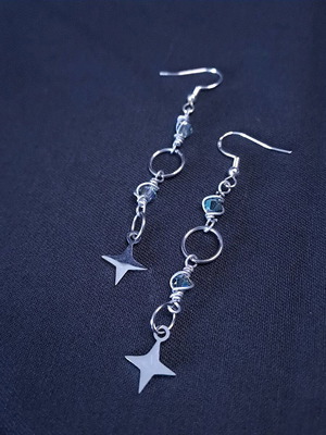 Earrings with crystals and star charms made to order