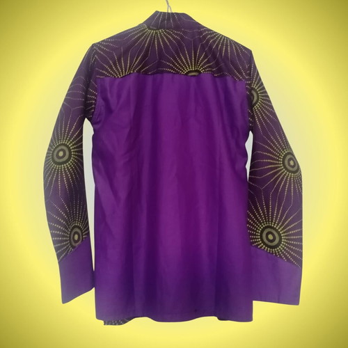 Jacket African Boho Style like new, purple and yellow sun pattern