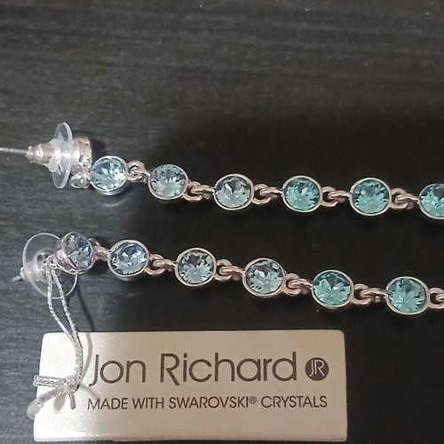 Long earrings with blue Swarovski crystals Jon Richard new