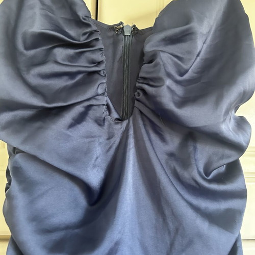 Oh Polly Navy Satin Ruched Mini Dress Size S like new