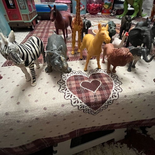 Plastic animals used, set of 30, farm jungle sea