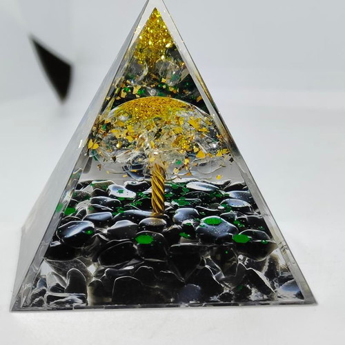 Orgonite Pyramid with Obsidian and Tree of Life