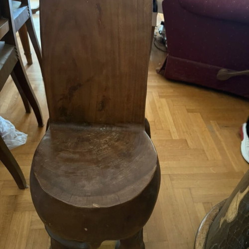 Handmade African chair used with elephant carving