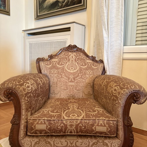 Three-seater sofa with two matching armchairs