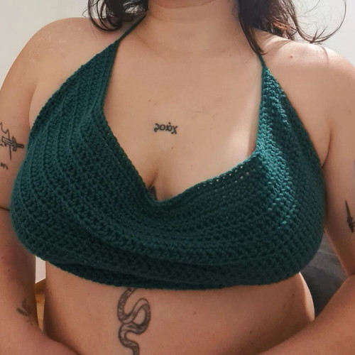Handmade crochet top new, green, one size