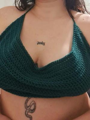 Handmade crochet top new, green, one size