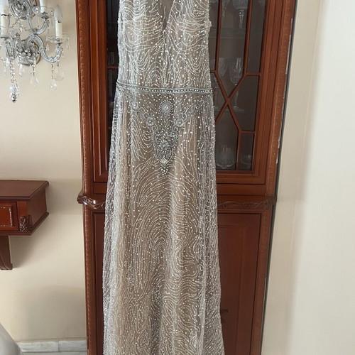 Christina Zafeiriou dress like new, beige and silver, sizes S M
