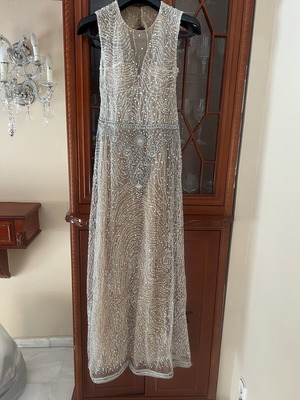 Christina Zafeiriou dress like new, beige and silver, sizes S M
