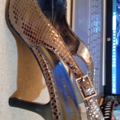 Calvin Klein silver snake-like pumps size 38 like new, 8 cm heel