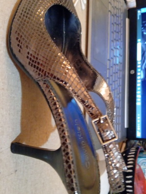 Calvin Klein silver snake-like pumps size 38 like new, 8 cm heel