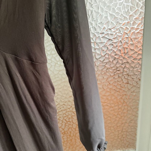 St-Martins dress brown like new, size M, viscose with transparent sleeves