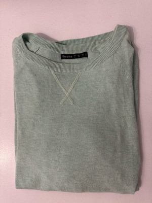 Bershka sweater used, mint color, size S, 100% cotton