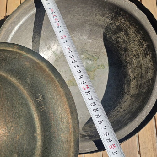 Set of 2 vintage copper pots with 1940-1950 baking tray