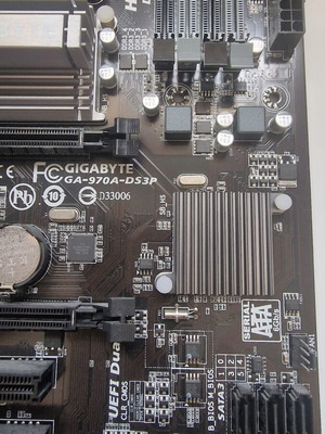 Gigabyte GA-970A-DS3P motherboard used, DDR3, AM3+ socket