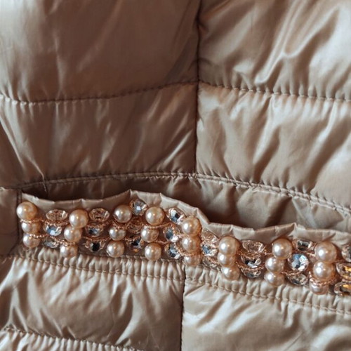 Women's spring autumn jacket like new, beige with pearls and stones
