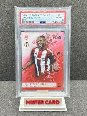 2023-24 Topps Total Football Ayoub El Kaabi RC Red PSA8 card